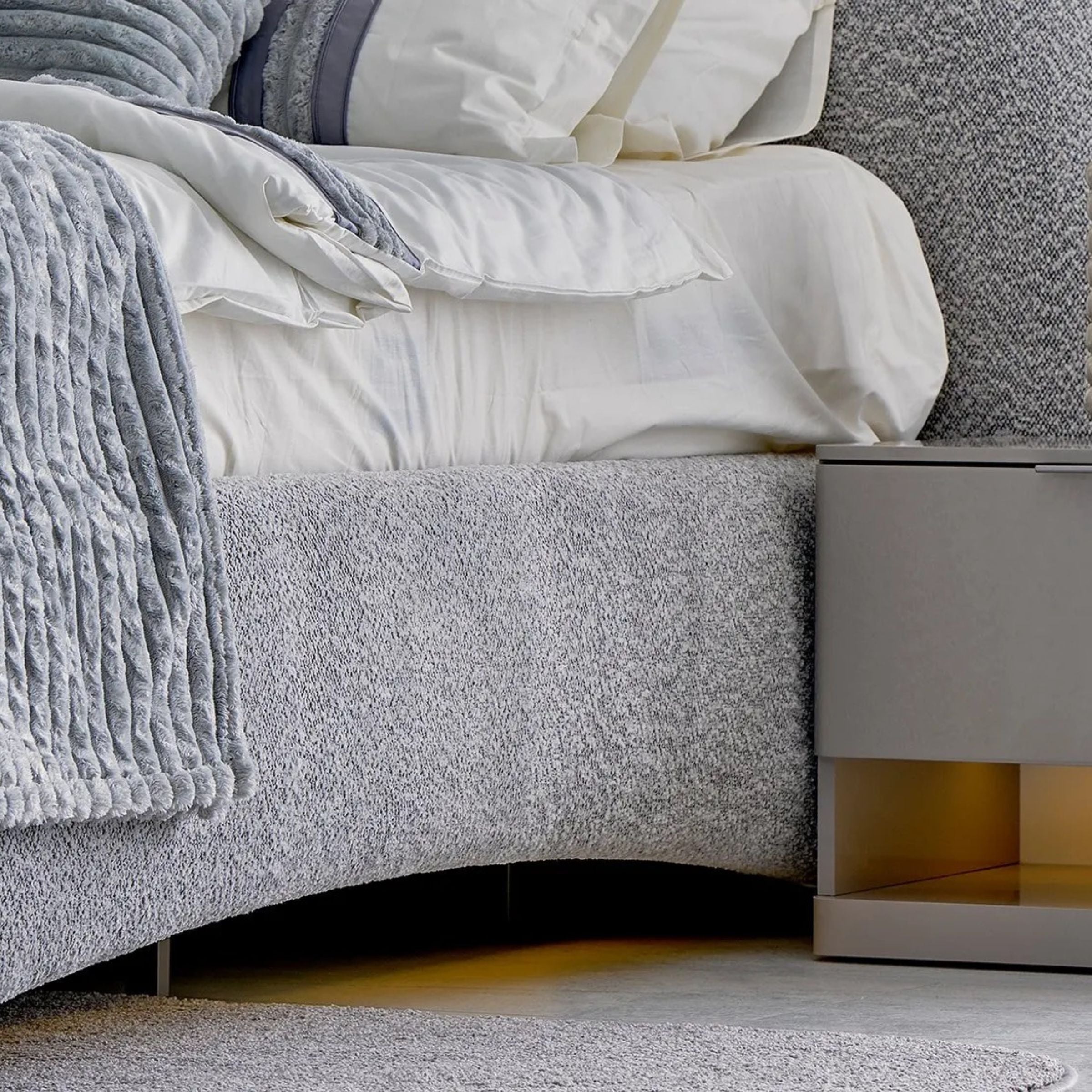 Luna Curved Upholstered Bed Frame with Storage