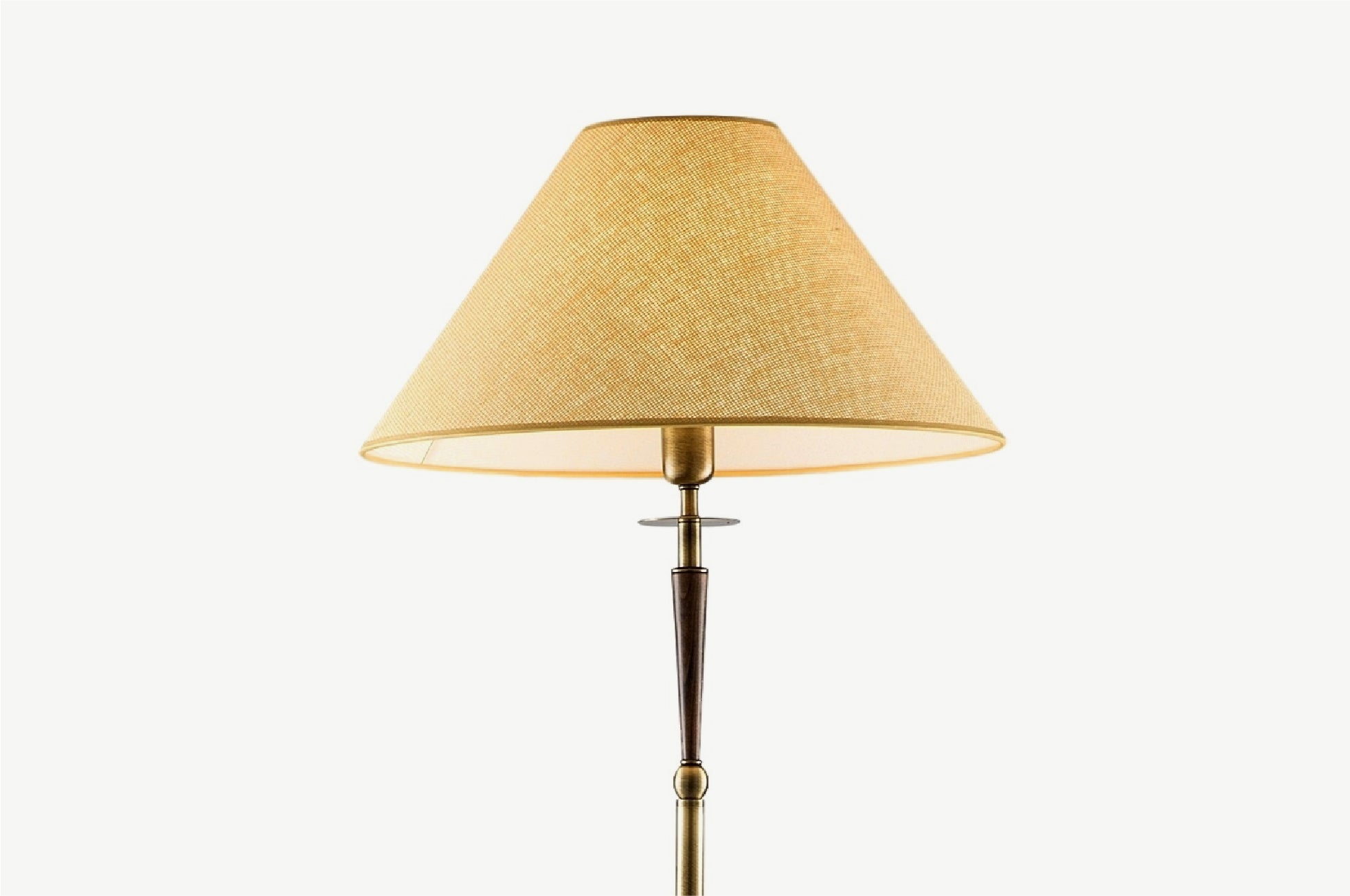 Vintage Brass Floor Lamp Fabric Shade