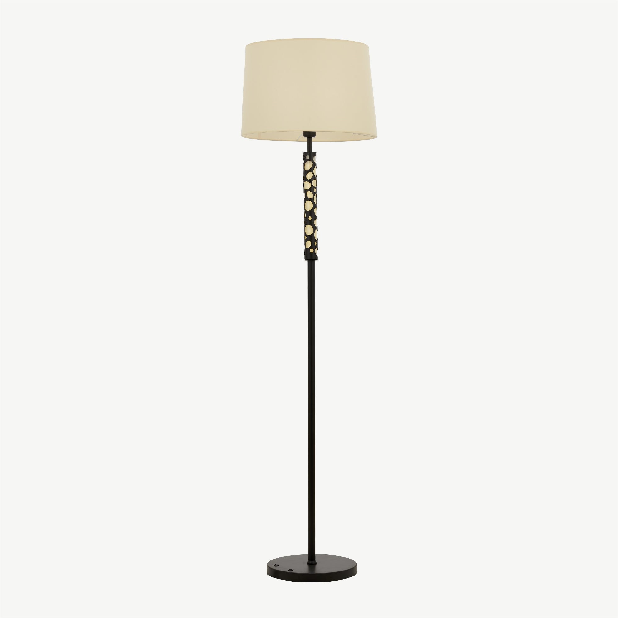 Modern Black Floor Lamp with Geometric Brass Detail