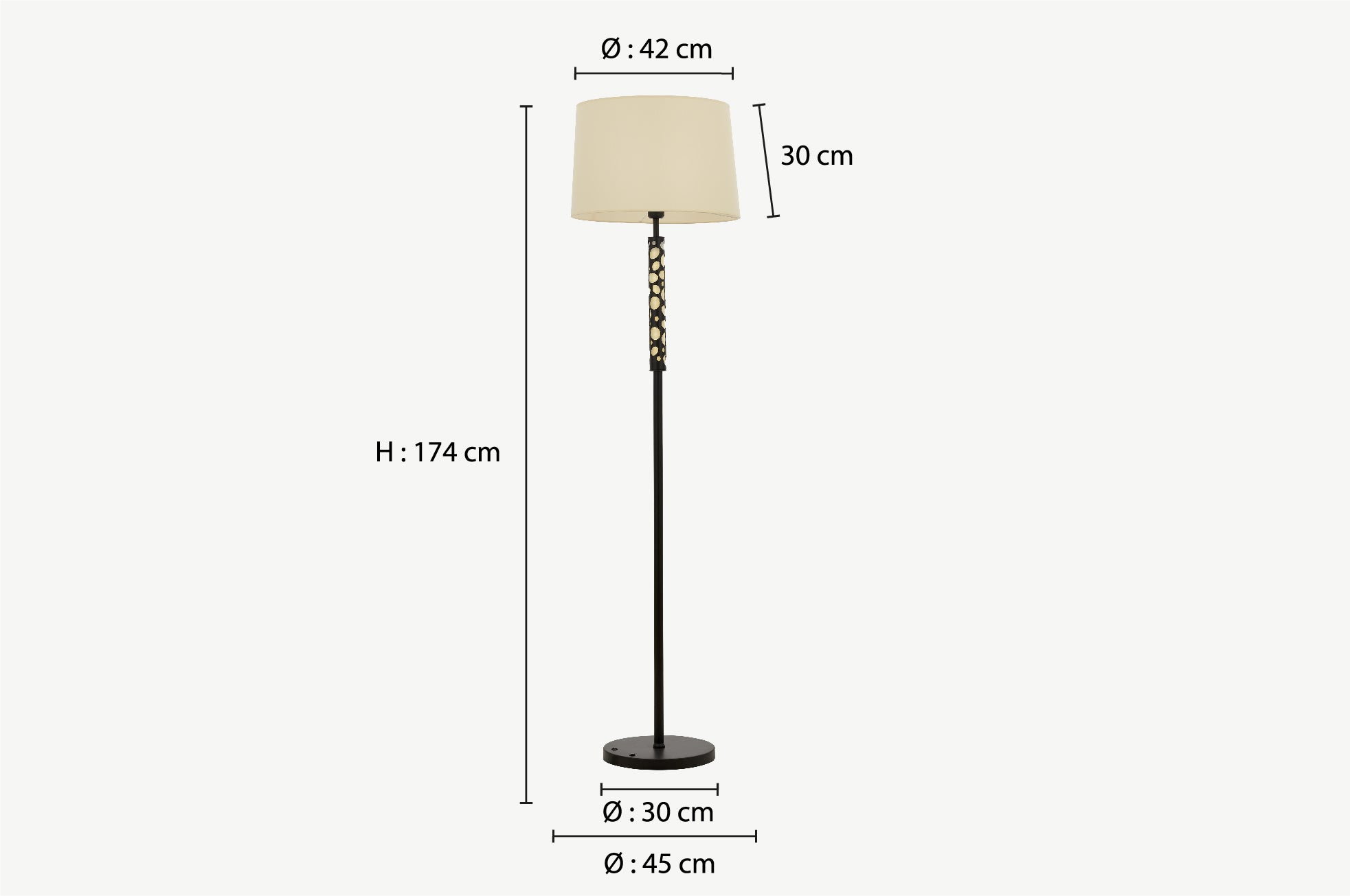 Modern Black Floor Lamp with Geometric Brass Detail