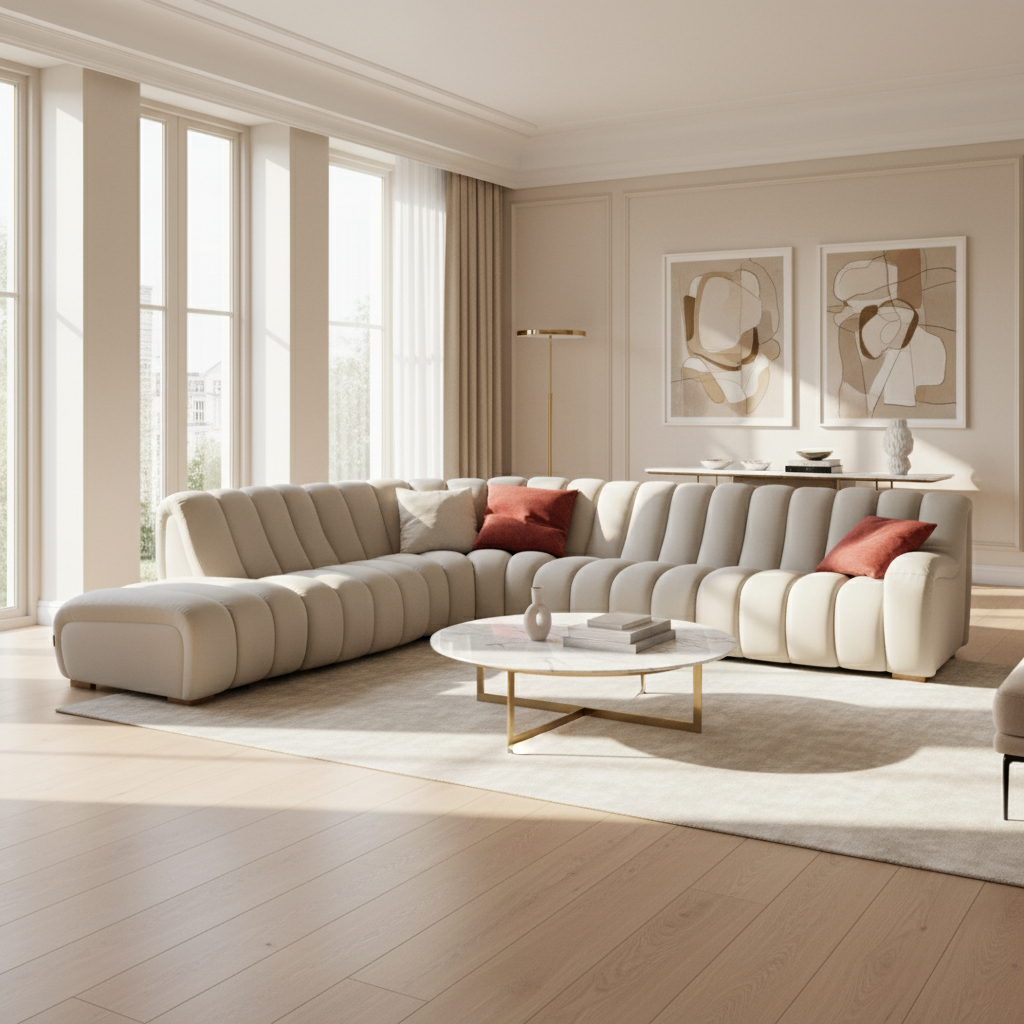 Serene Curve Modular Sofa in luxury living room