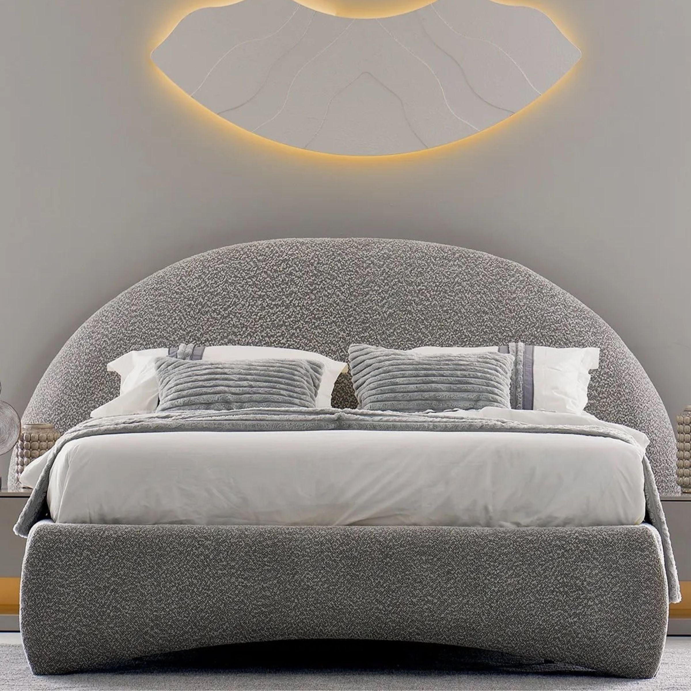 Luna Curved Upholstered Bed Frame with Storage