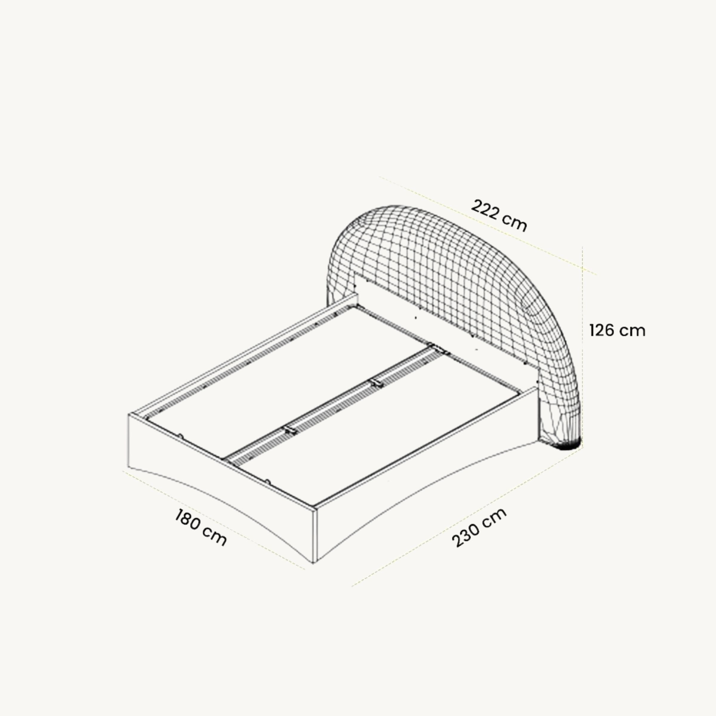 Luna Curved Upholstered Bed Frame with Storage