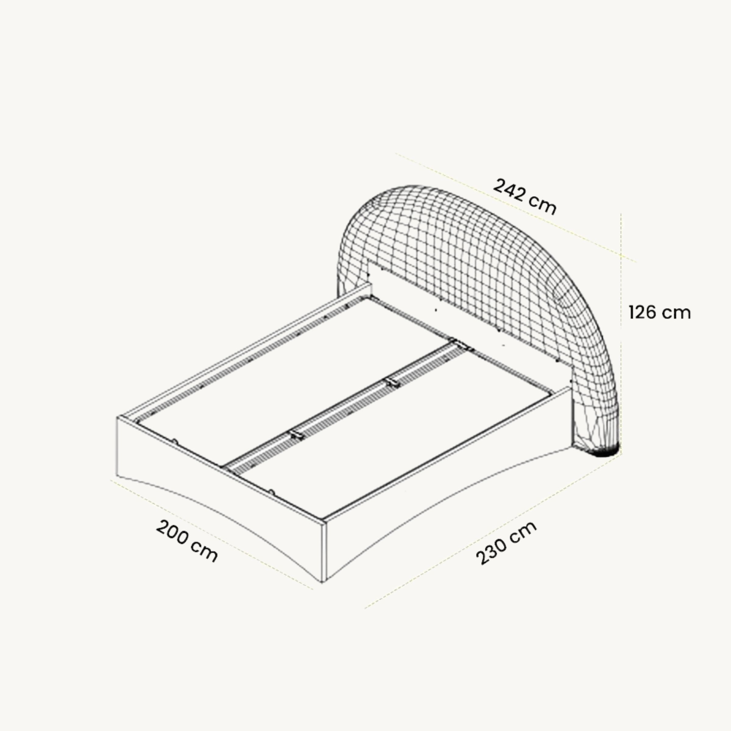 Luna Curved Upholstered Bed Frame with Storage