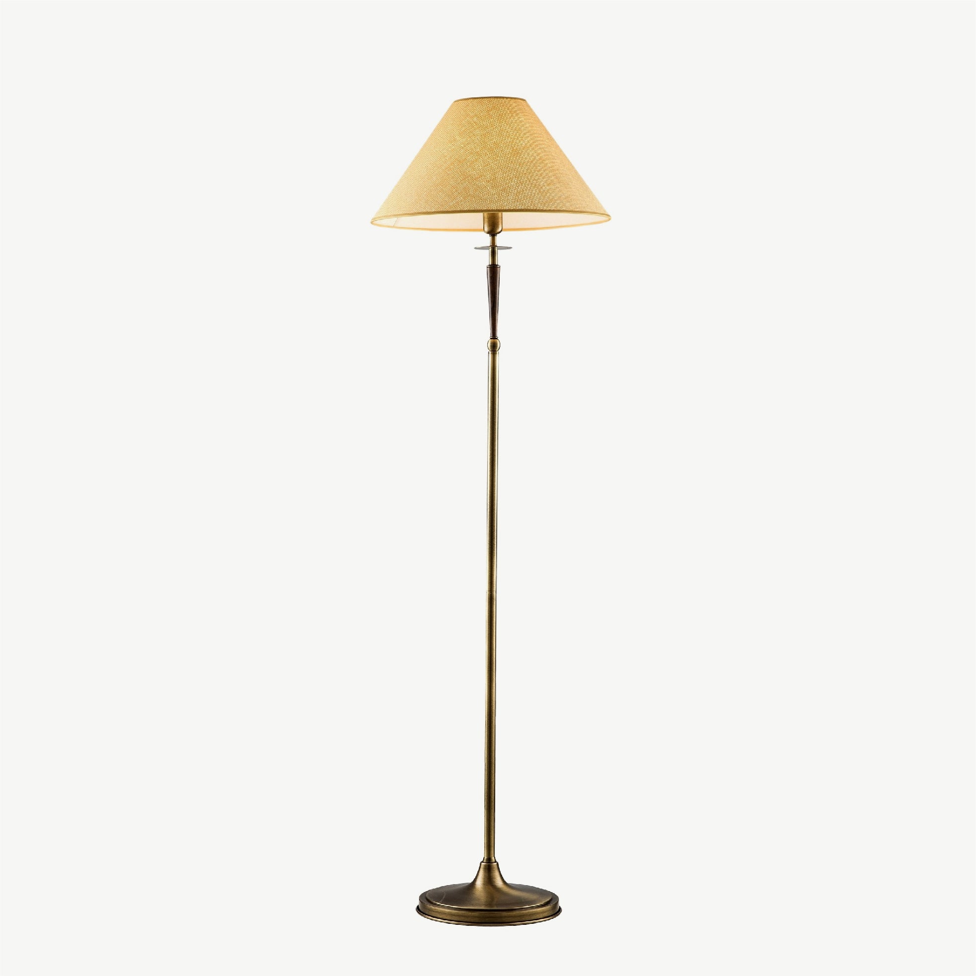 Vintage Brass Floor Lamp Fabric Shade