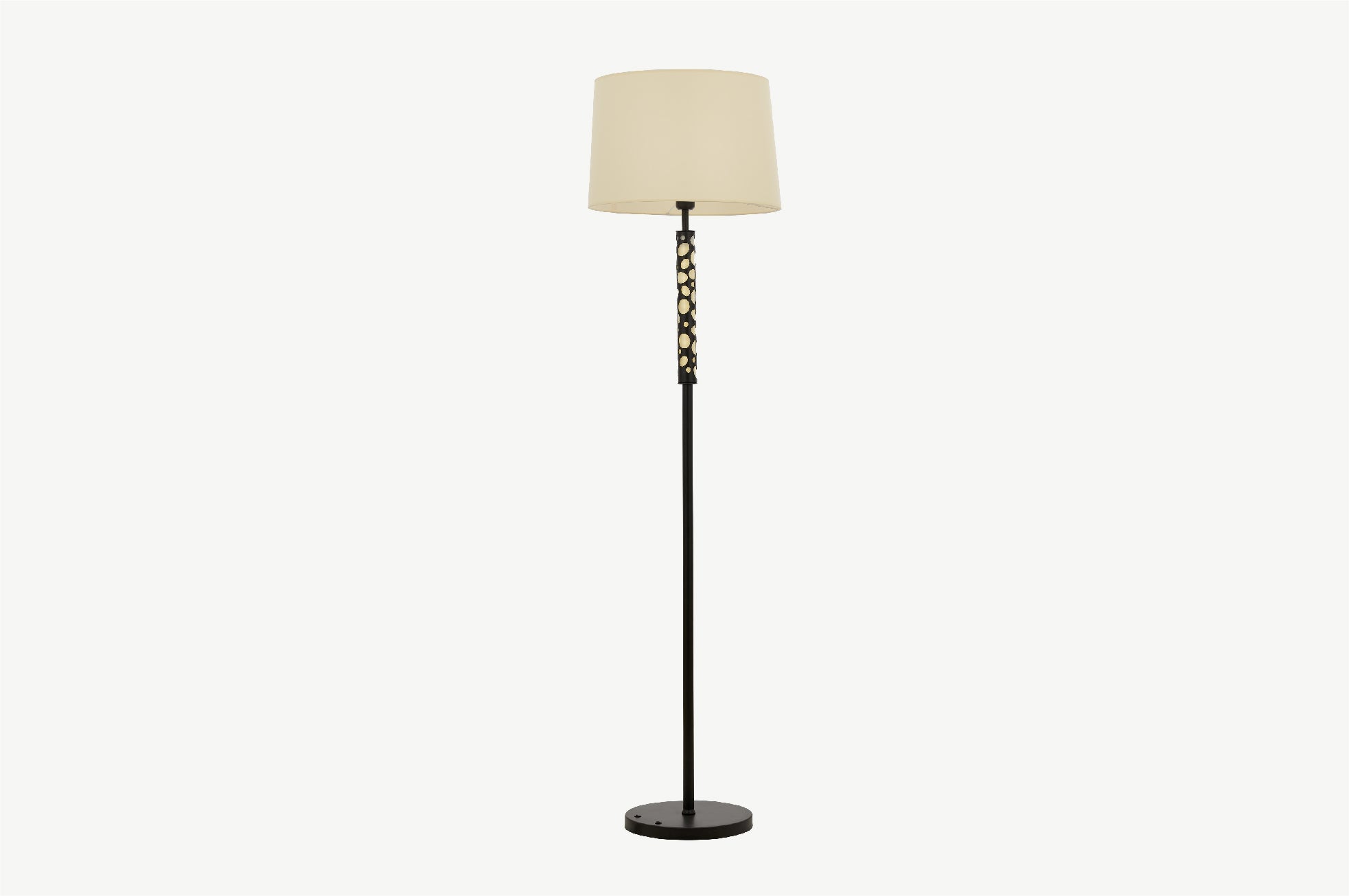 Modern Black Floor Lamp with Geometric Brass Detail