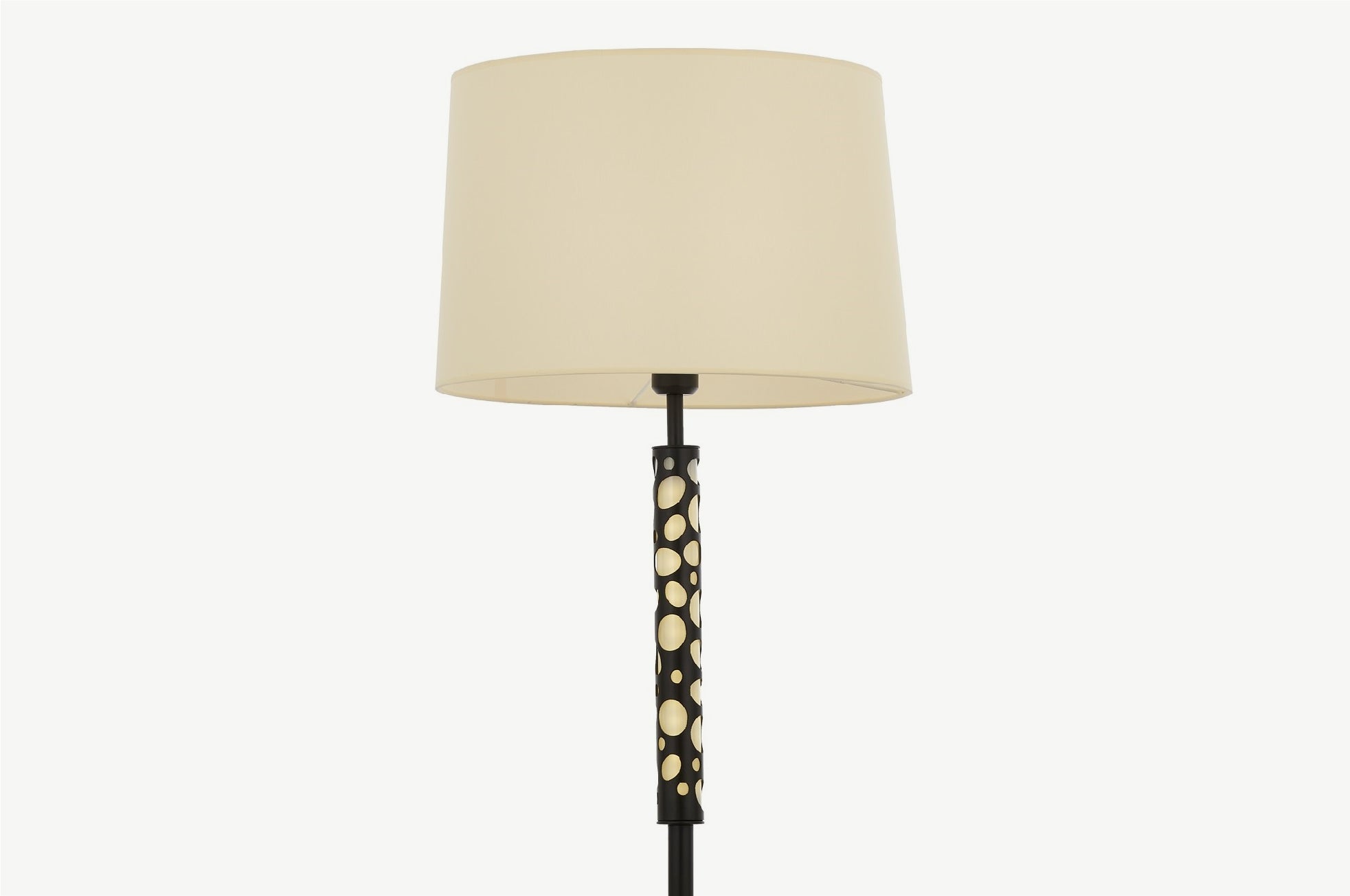 Modern Black Floor Lamp with Geometric Brass Detail
