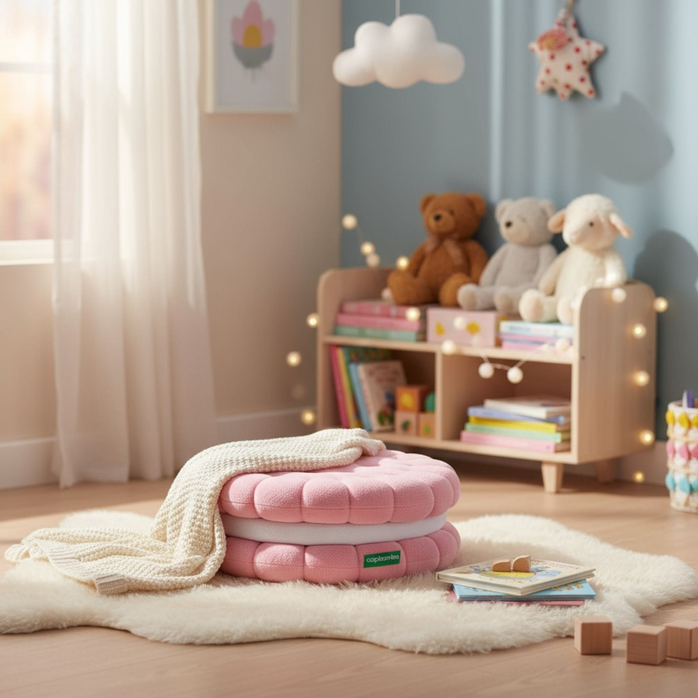 Pink Velvet Biscuit Cushion