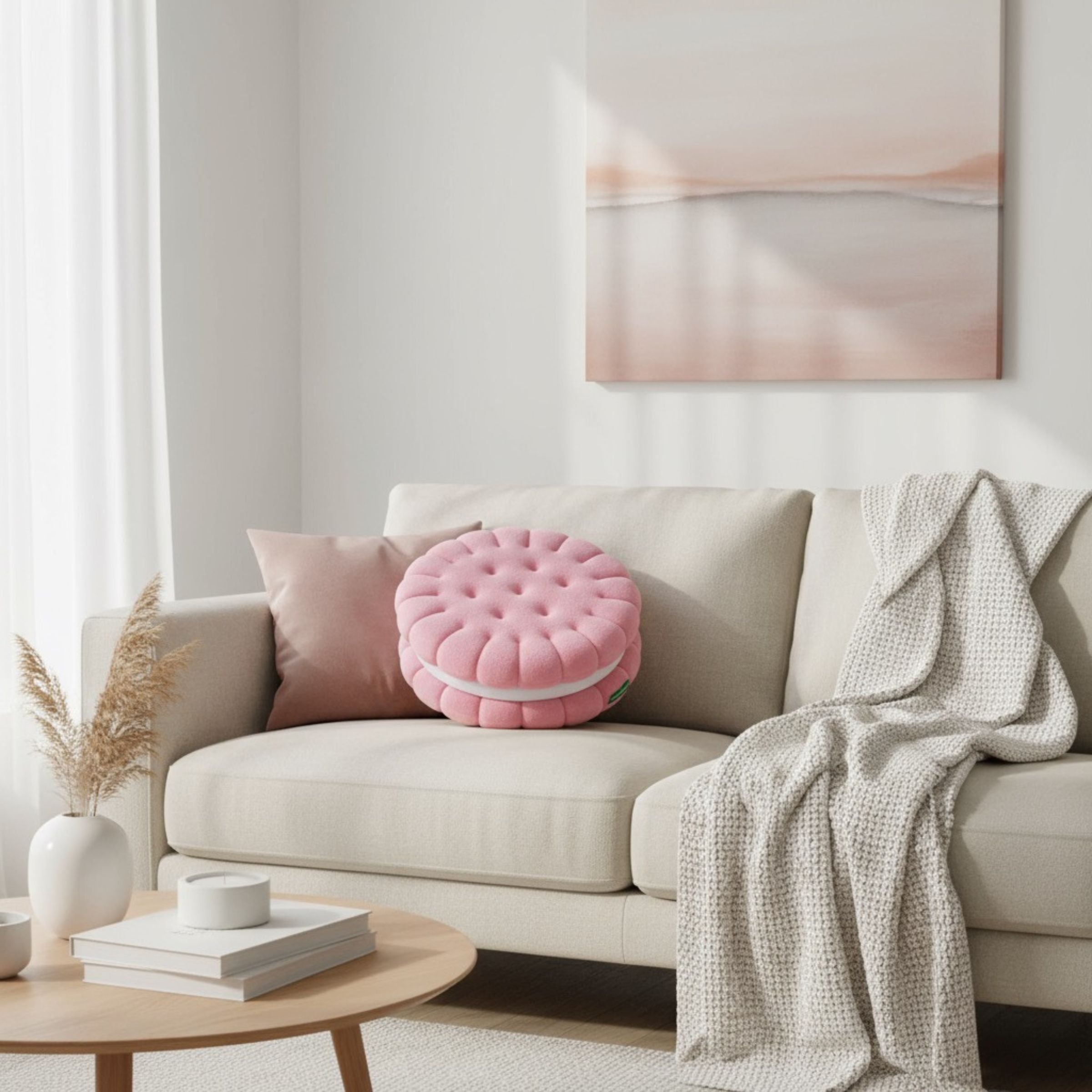 Pink Velvet Biscuit Cushion